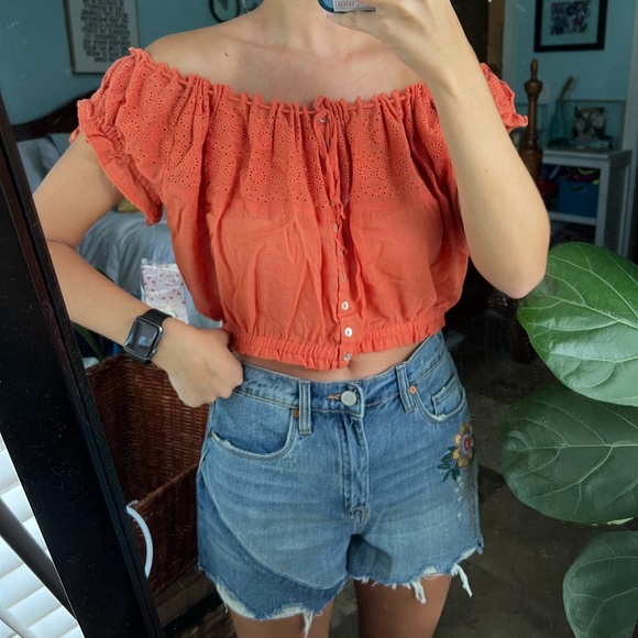 NWT Free People Eyelet You A Lot Crop Orange - Picture 7 of 10